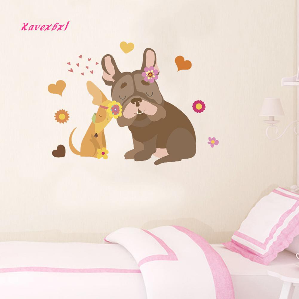 Xa Id Stiker Dinding Motif Anjing Kartun Lucu Removable Untuk