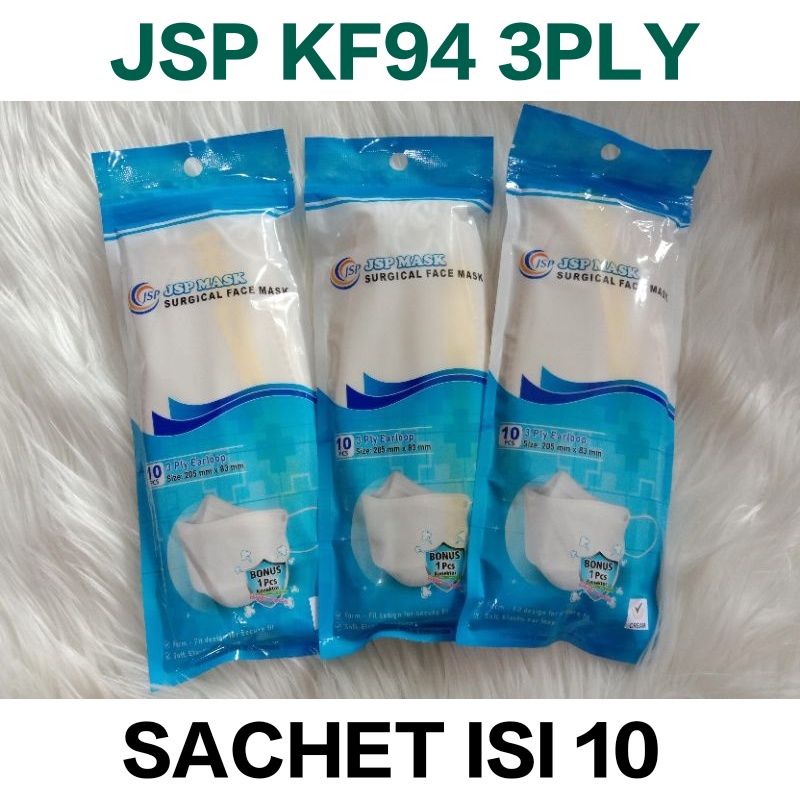 MASKER KF94 JSP 3PLY SACHET ISI 10 KEMENKES
