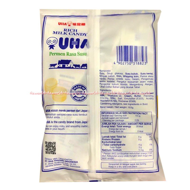 Uha Macha Milk Candy 103gr Permen Rasa Susu Teh Hijau Stroberi Mint Permen Susu Manis Matcha