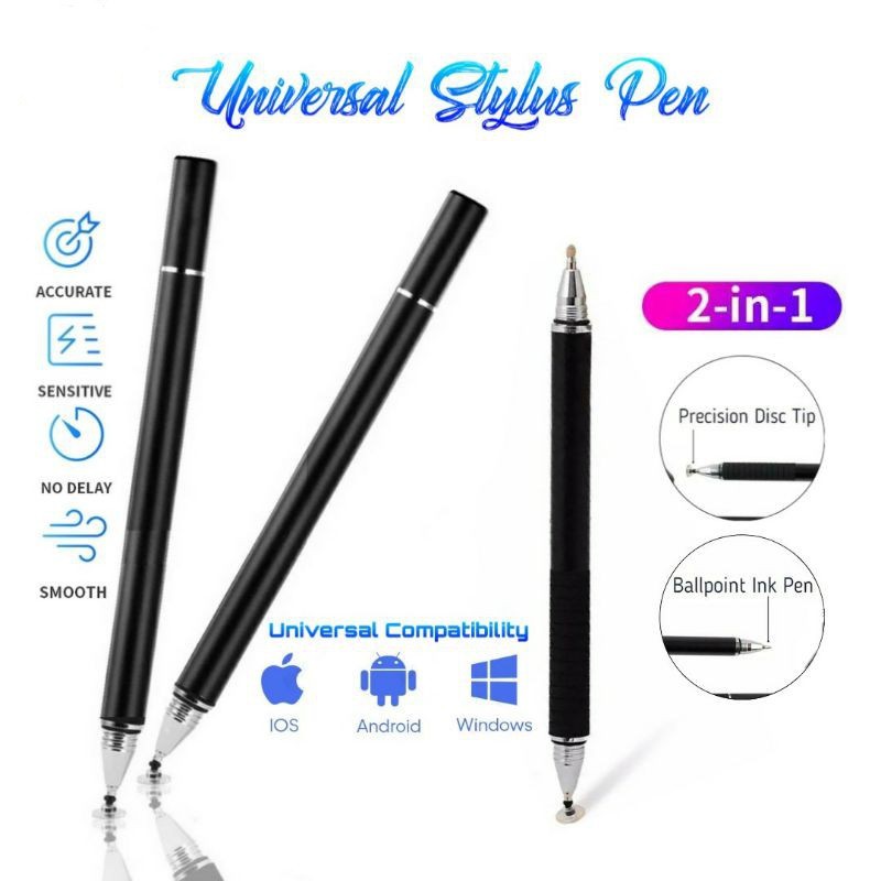 Pen Universal 2in1 Capacitive Stylus Pen for iOS Android IPAD IPHONE SAMSUNG XIAOMI HUAWEI OPPO VIVO TABLET