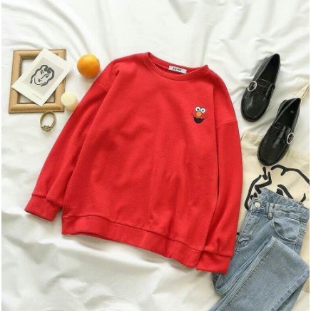 SWEATER ELMO CREWNECK PREMIUM / SWEATER WANITA TEBAL