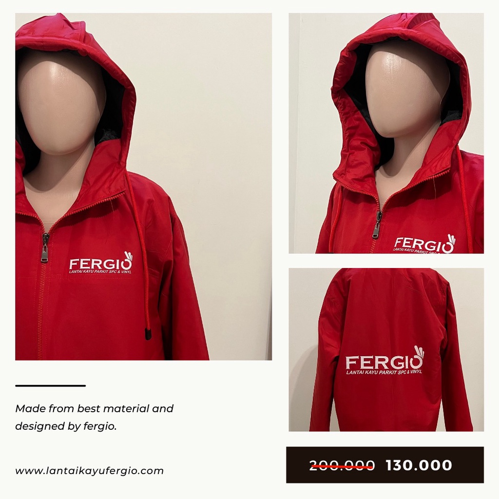 FERGIO - Jaket Parasut Pria Dewasa | Hoodie Waterproof