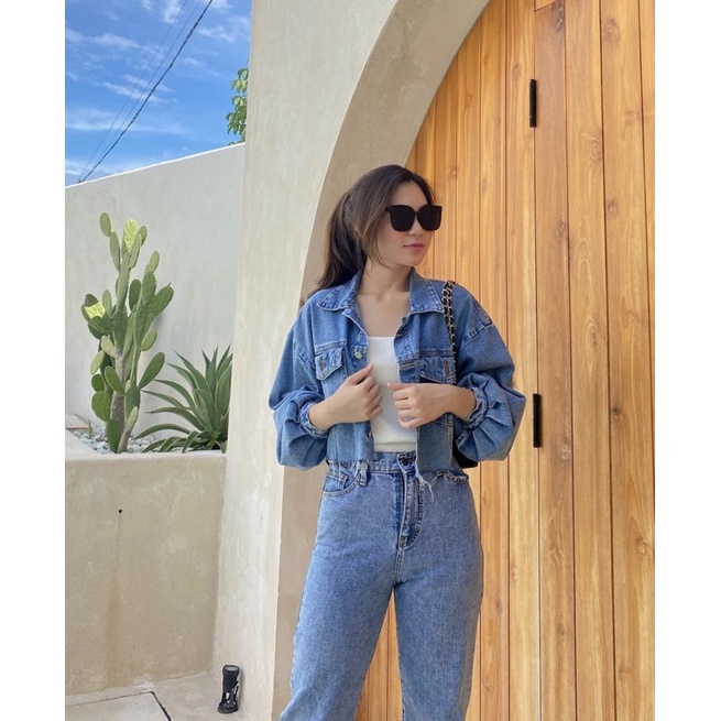 [SIAP KIRIM] Ishka Jacket Light Washed & Lorraine Jacket Denim Blue Claryn The Label