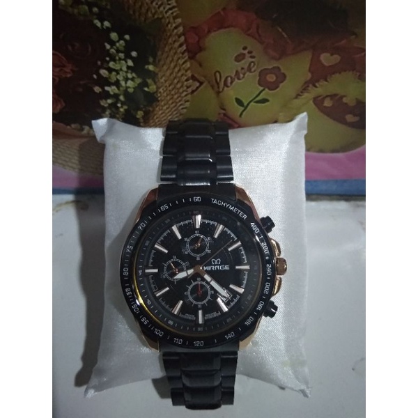 jam Mirage pria hitam gold