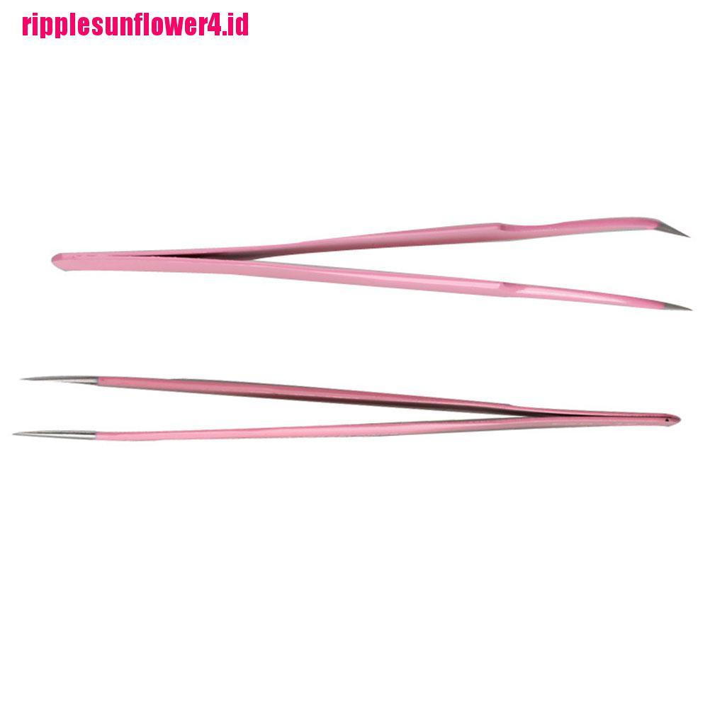 2pcs Penjepit Bulu Mata Extension Bahan Steel Warna Pink