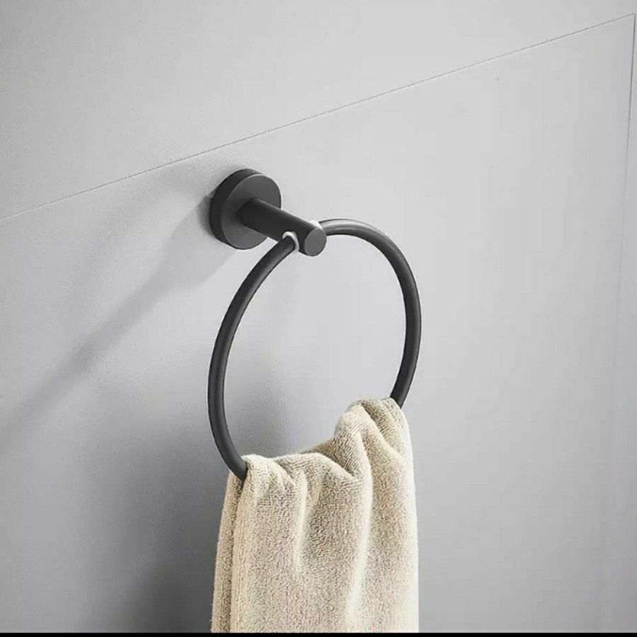 Towel Ring Stainless Hitam Gantungan Handuk Wastafel