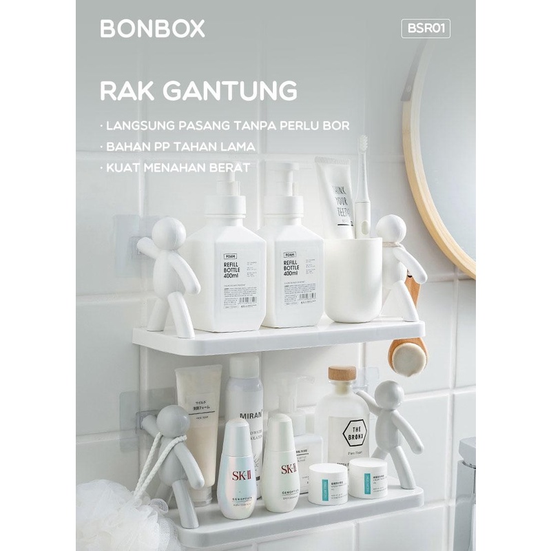 Storage Rack Bonbox BSR01 Rak Gantung Multifungsi Tanpa Bor Bahan PP