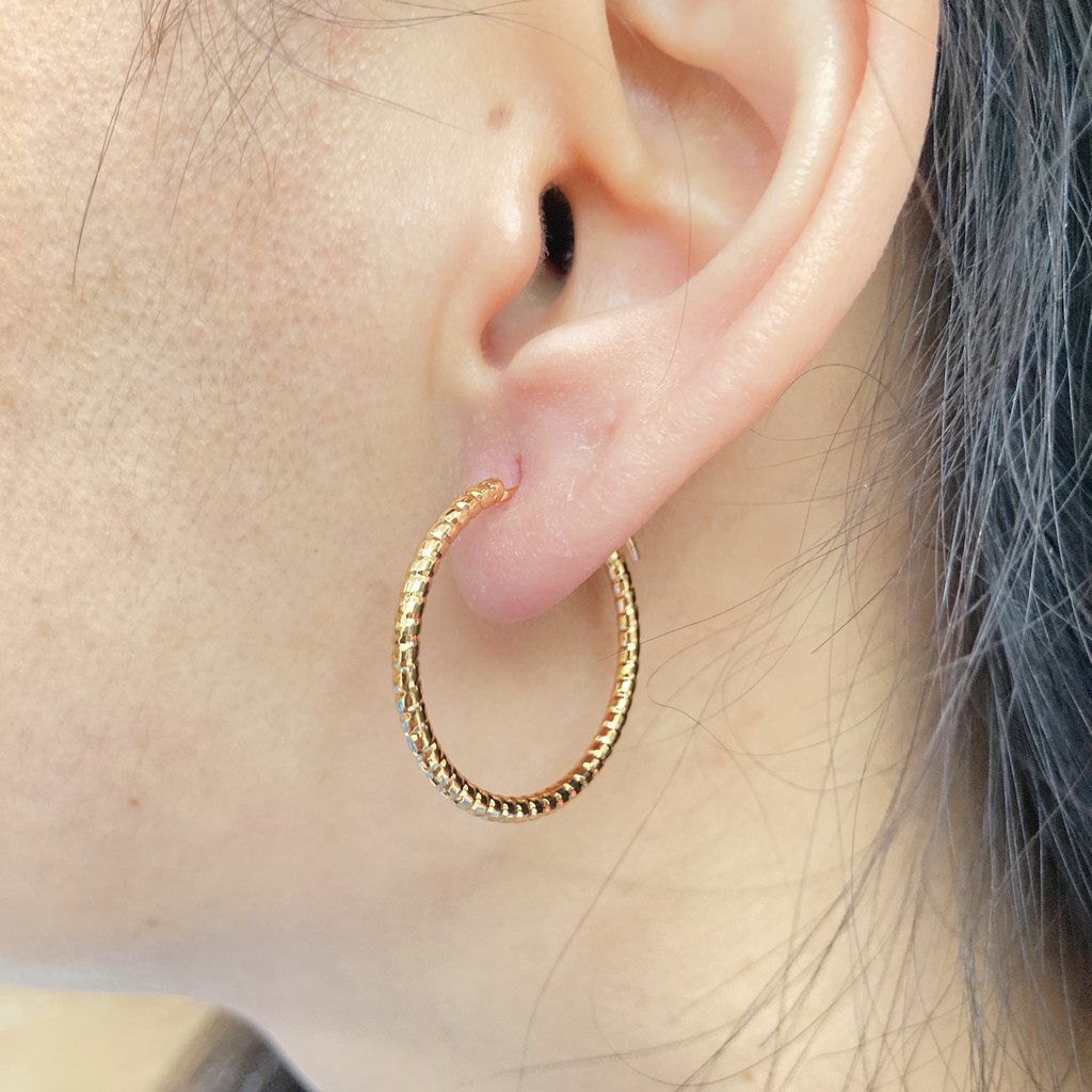 Anting Gipsy Lapis Emas Wanita Ukuran 25 mm Aksesoris Perhiasan