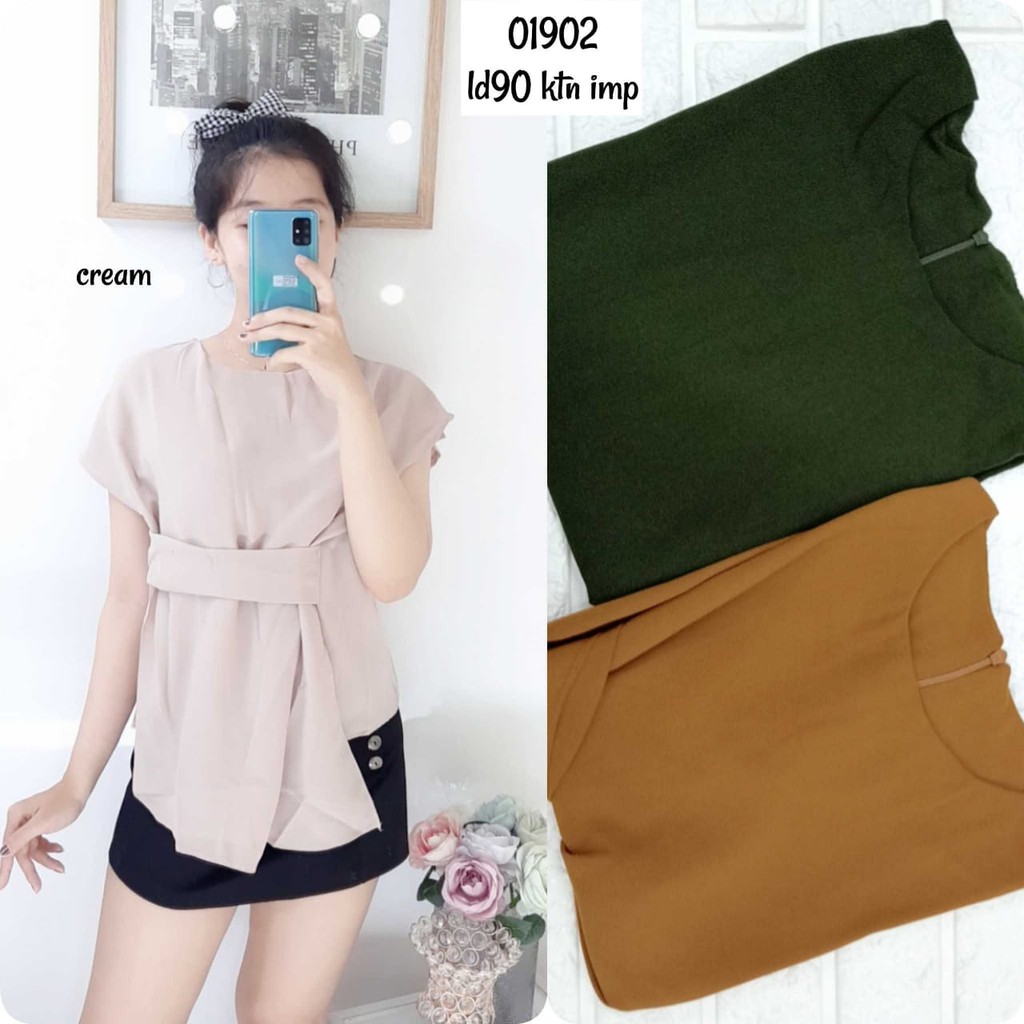 ATASAN BLUS KATUN IMPORT BAJU KAOS WANITA SIMPLE LENGAN PENDEK KAOS BLUS MURAH 01902