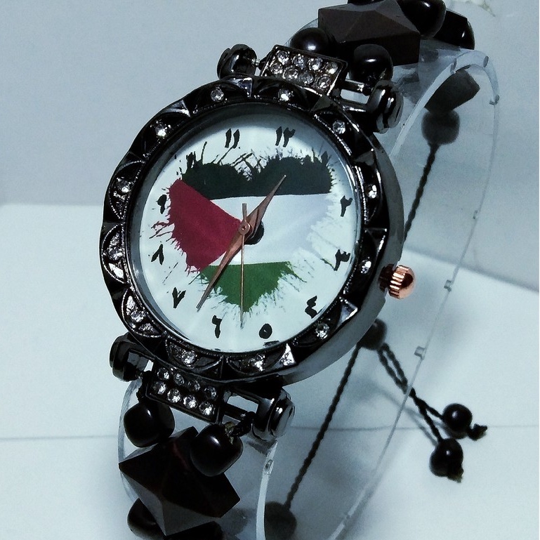 JAM TANGAN TALI KAYU KOKKA BENDERA FALESTINA / FASHION JAM TANGAN WANITA