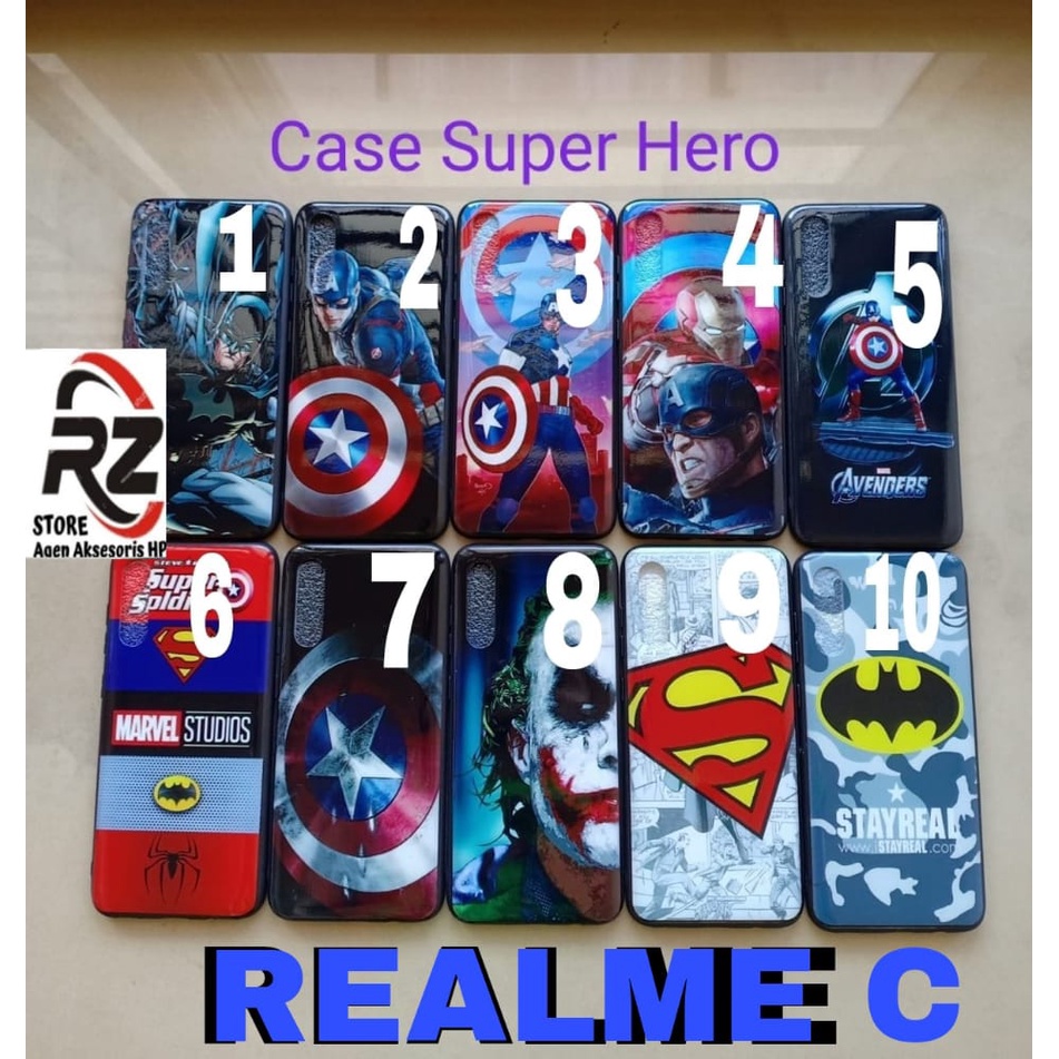 SUPER HERO CASING Hard case glossy REALME C3 C12 C15 C17 C25 case casing KARAKTER  HARD CASE SILIKON