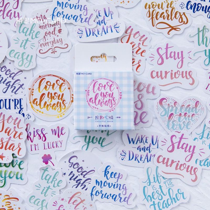 ✅ 45 PCS Cute Alphabet Quotes Decorative Stickers