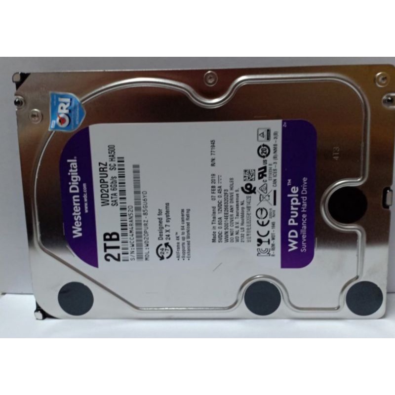 HARDDISK WD PURPLE CCTV 2TB PC3.5 ORI RESMI