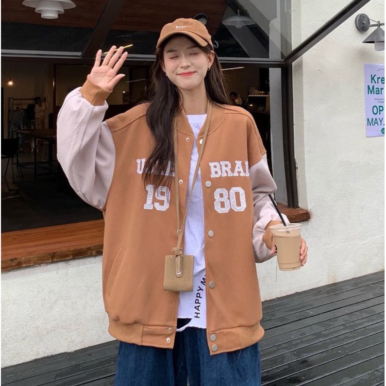 Ujee Brand 1980 Baseball Jaket | Jaket Basebal Oversize | Style Korean Terbaru | Ootd Pakaian Wanita TerHitz