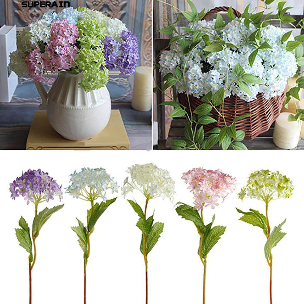 1Pc Bunga Hydrangea Model Imitasi Bahan Sutra untuk 1Pc Bunga Hydrangea Model Imitasi Bahan Sutra untuk