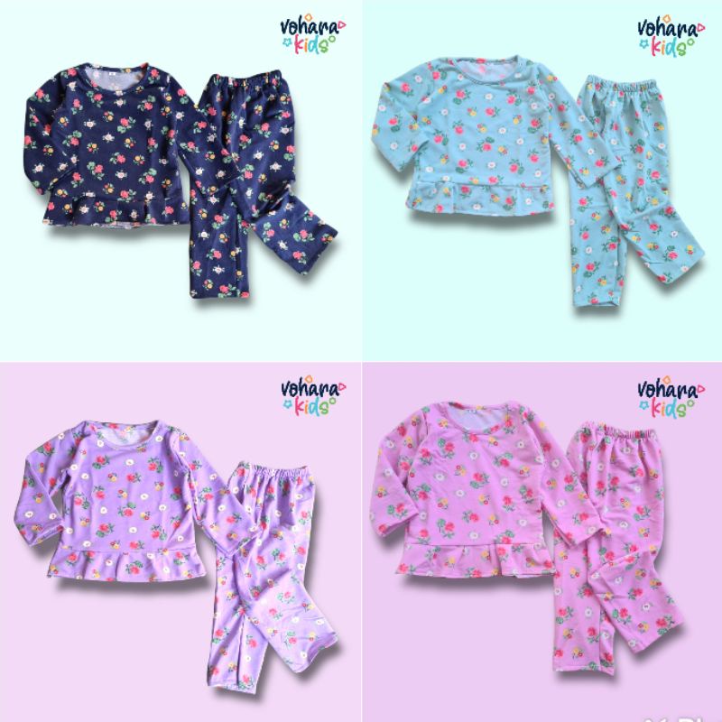 Setelan Anak Cewe Peplum Babyterry import BUNGA SERIES