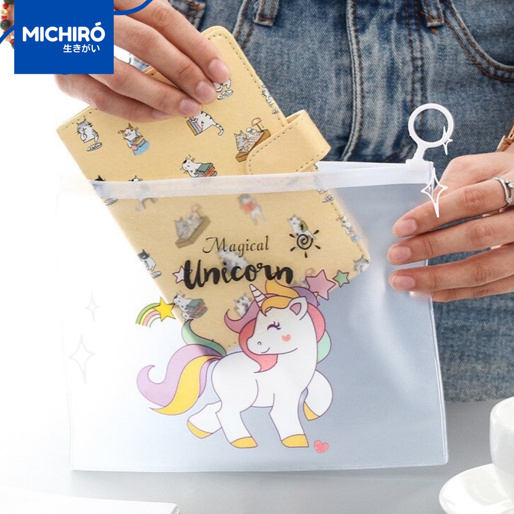 

Michiro Zip Pouch Kantong Transparan Serbaguna dengan resleting Unicorn Transparant Pencil Case Cute