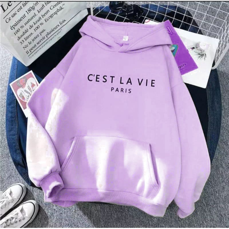 Hoodie Cest LaVie Outwear Wanita Ala Korean Style Bahan Fleece