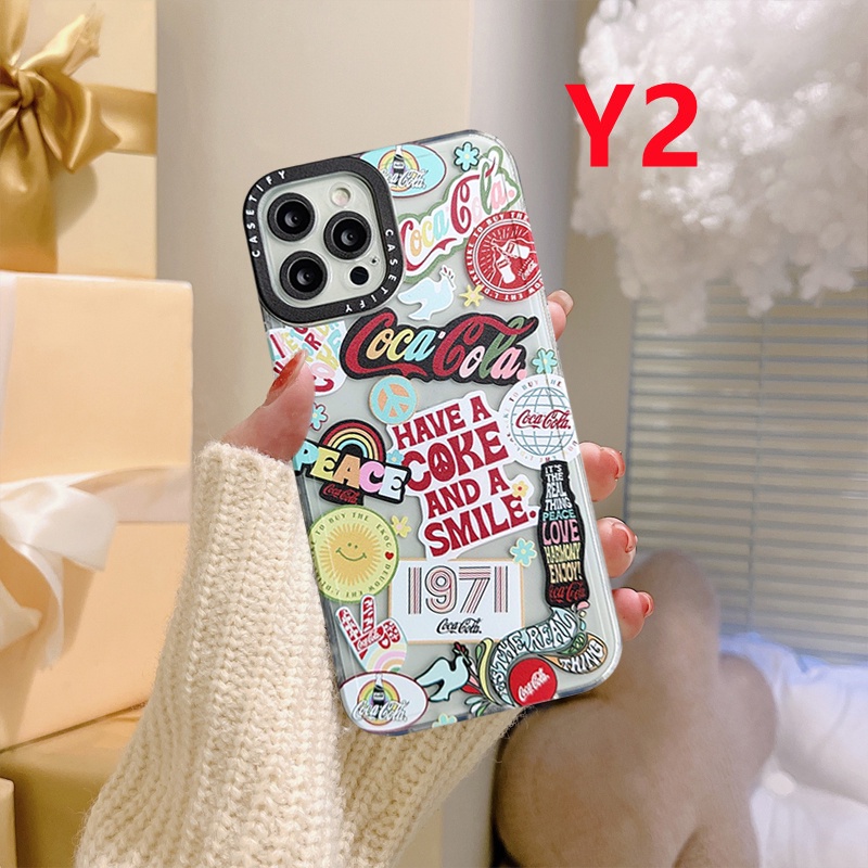 Creative Cocacola Pattern Phone Case Compatible for iPhone 13 11 12 pro max 6 6s plus 7plus 8plus X XR XS Max SE 2020 Soft Tpu Shockproof Camera Lens Protector Full Cover