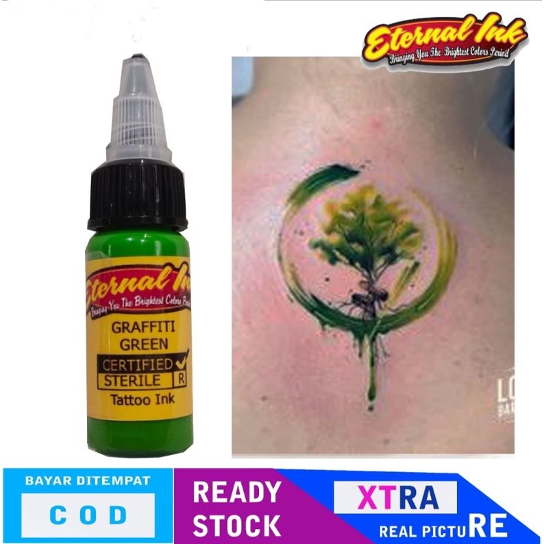 15 mili tinta tato original eternal ink graffiti green