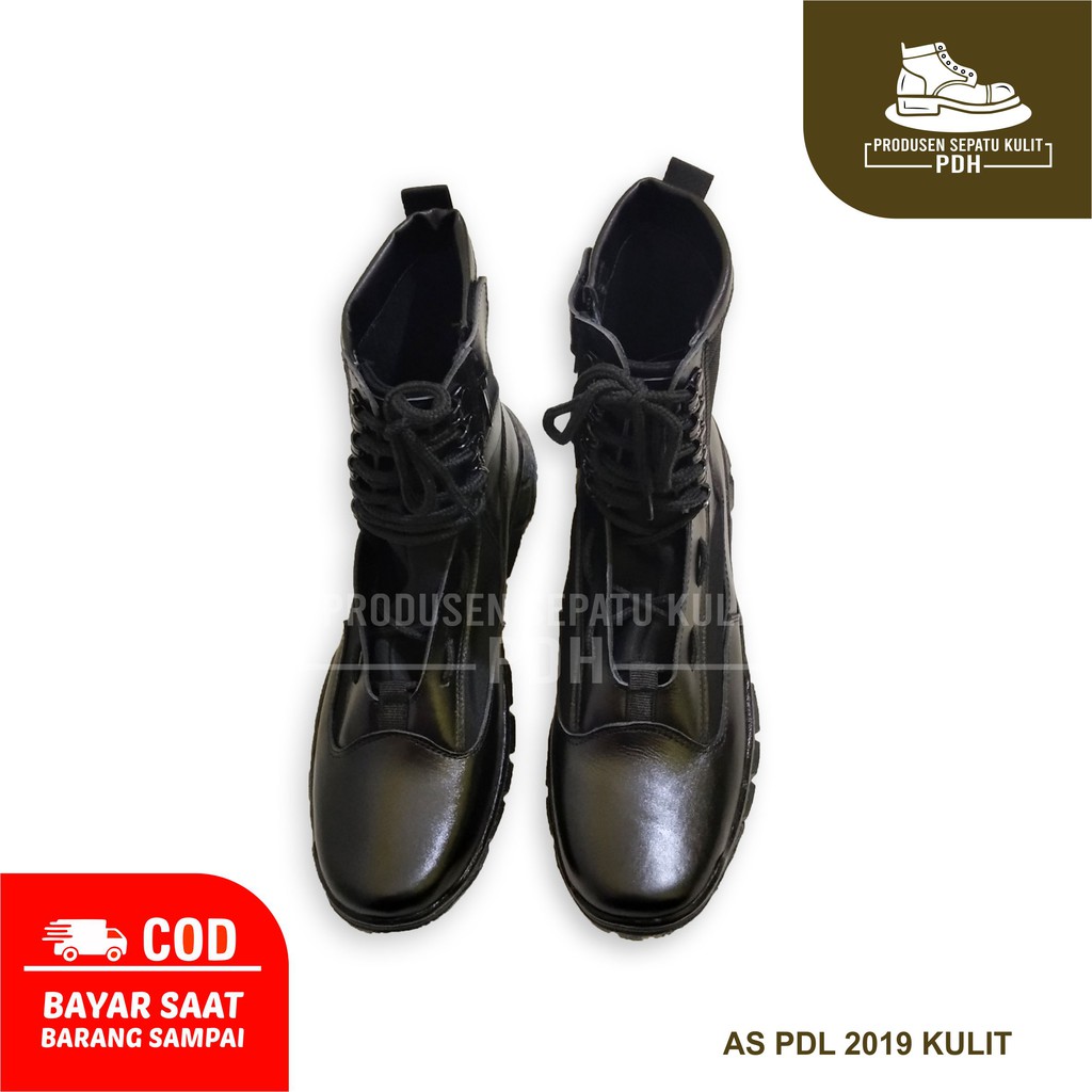 SEPATU PDL KULIT ASLI TALI HITAM PDLG GEGANA JATAH PROVOST PROVOS PDU PROPAM TNI SATPAM UNTUK TNI / POLRI ORI