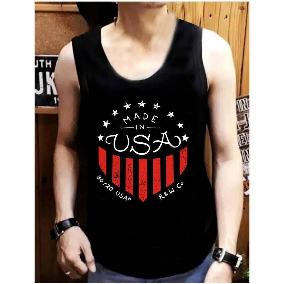 COD-baju distro singlet terlaris size M|L , XL  singlet terbaru keren singlet USA - BELIBELI