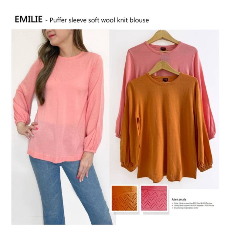 Ameli* knit lengan balon blouse