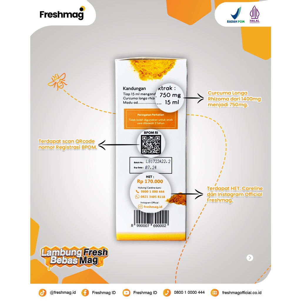 FRESHMAG PAKET 5 BOTOL - 3x Lebih Cepat Atasi Masalah Lambung Madu Herbal Alami Atasi Masalah Lambung Gerd Infeksi Lambung Magh Maag Kronis Penambah Nafsu Makan Jaminan Asli Distributor Freshmag Aman Terpercaya  BPOM HALAL Fresh Maag Presmag Zestmag