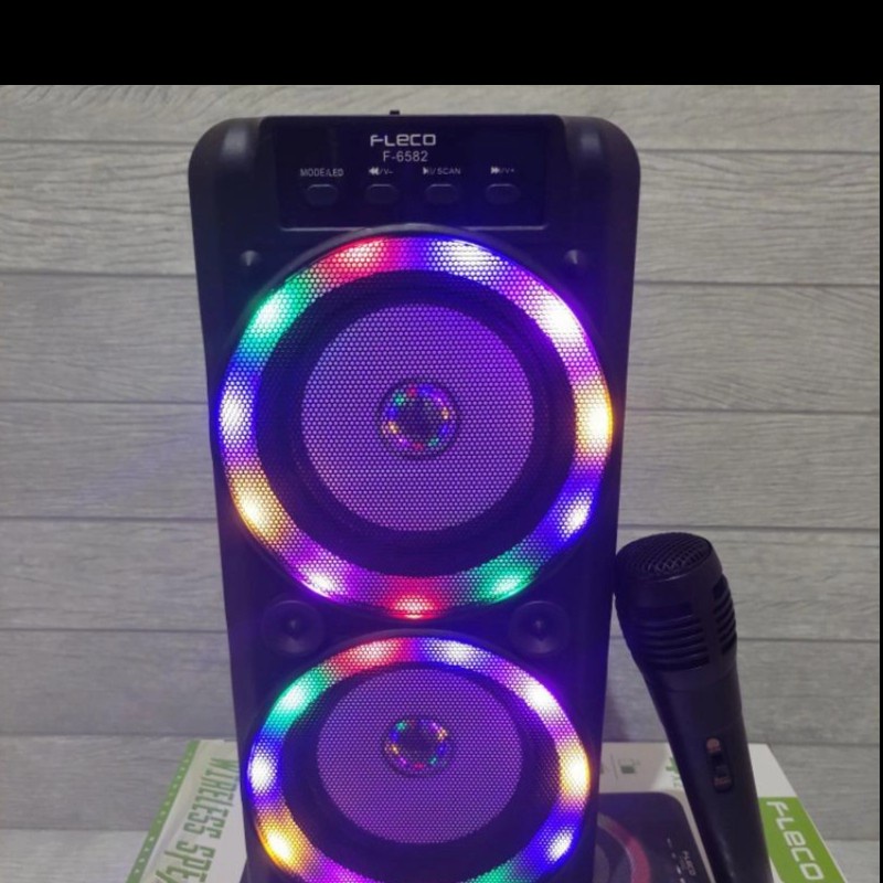 Speaker Bluetooth Portable Fleco F-6582 Gratis Microphone Suara Jernih