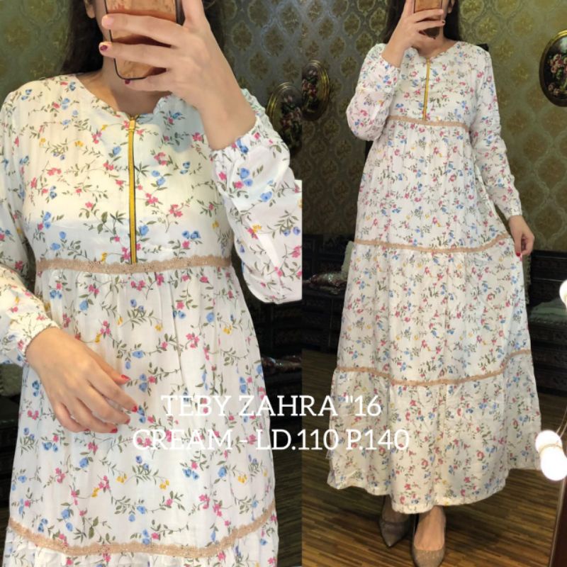 TEBY DASTER ARAB ZAHRA FLOWER RAINBOW SERIES RAYON VISCOSE ALL SIZE ORI-CREAM 016