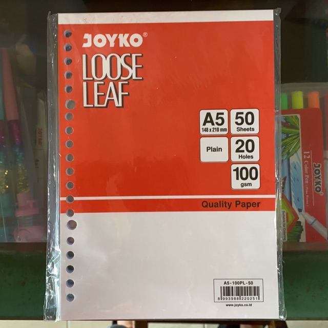 

Kertas Binder / Loose Leaf A5 50 polos / Kertas File Plain isi 50 lembar Joyko