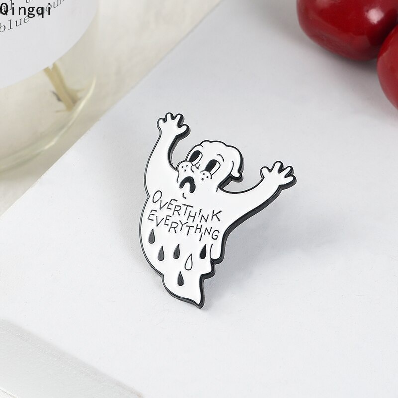 Bros Pin Enamel Desain Kartun Hantu Putih Untuk Pria Dan Wanita