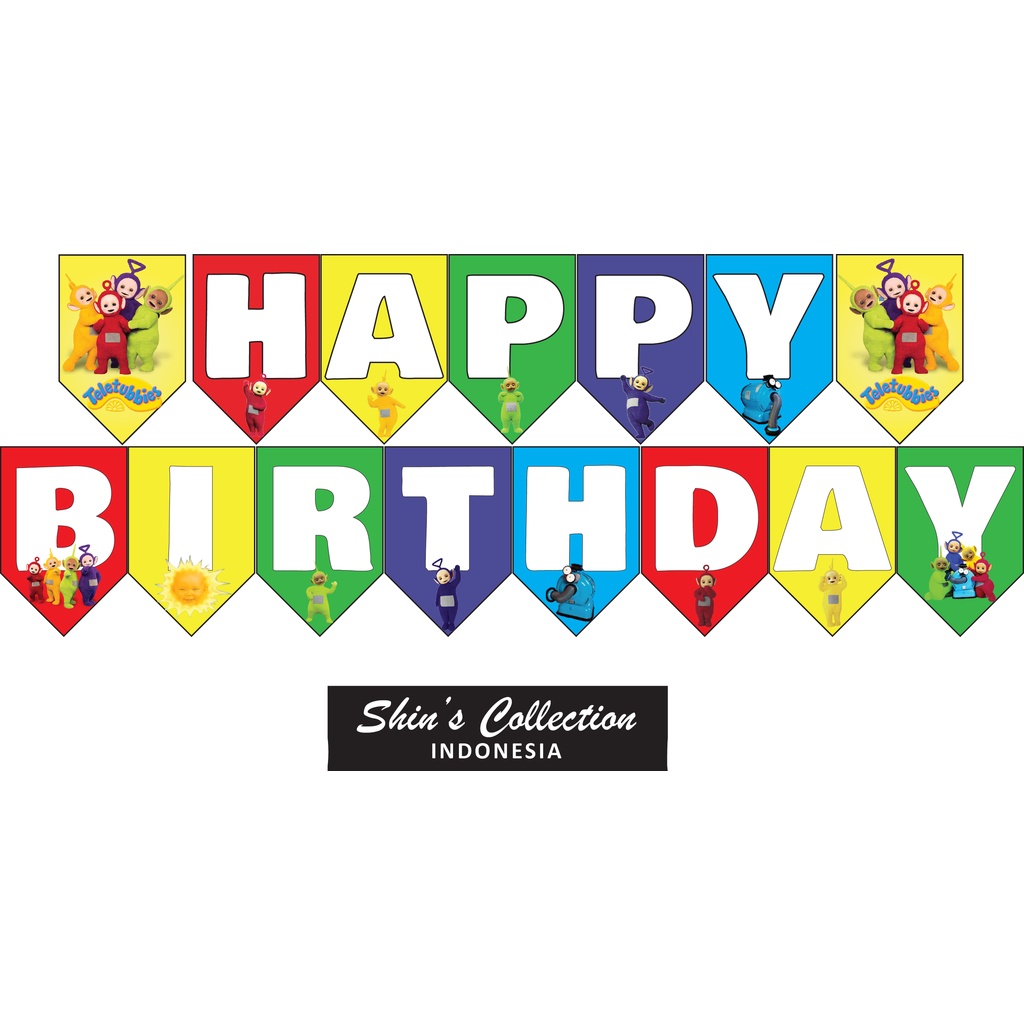 Banner happy birthday ulangtahun Teletubbies set