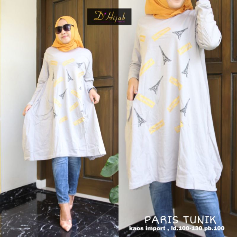 Paris Tunik Kaos Import By D'hijab