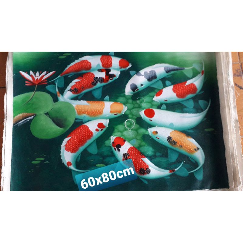 LUKISAN KOI.LUKISAN FHENGSUI.LUKISAN KANVAS MURAH