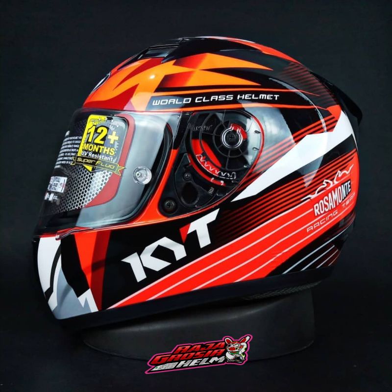 HELM KYT R10 MOTIF 3 RACE EDITION RED FLUO WHITE HELM TOURING KYT R10 MOTIF3 OREN KYT R10 FLAT VISOR