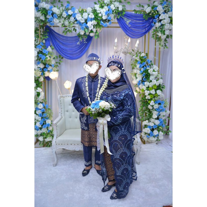 SET GAUN PENGANTIN KEBAYA / WEDDING DRESS MUSLIMAH PAYET+ BASOFI PAYET BIRU NAVY