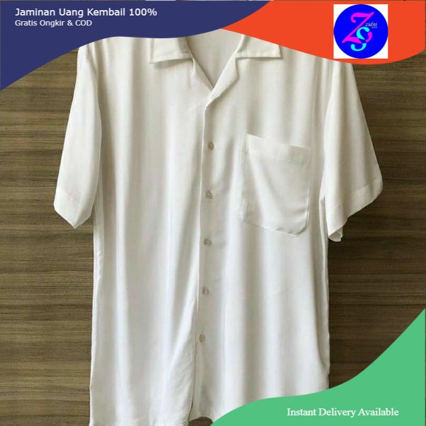 KEMEJA POLOS HAWAI PUTIH