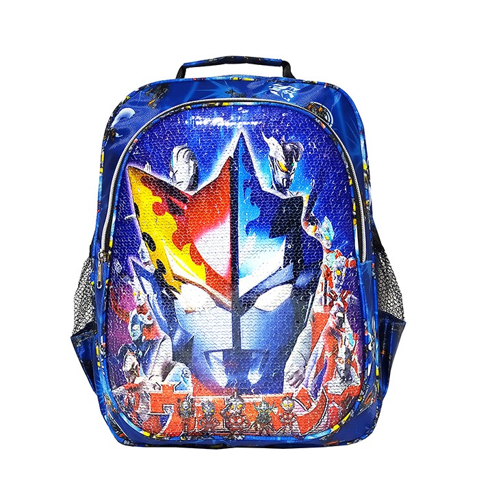 TAS RANSEL SEQUIN / USAP 2 GAMBAR KARAKTER SPIDERMAN - ULTRAMAN ANAK SEKOLAH TK / SD