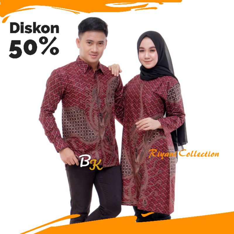 Couple Batik Tunik Modern Seragam Kerja Kantor Lengan panjang Terbaru Ans Batik