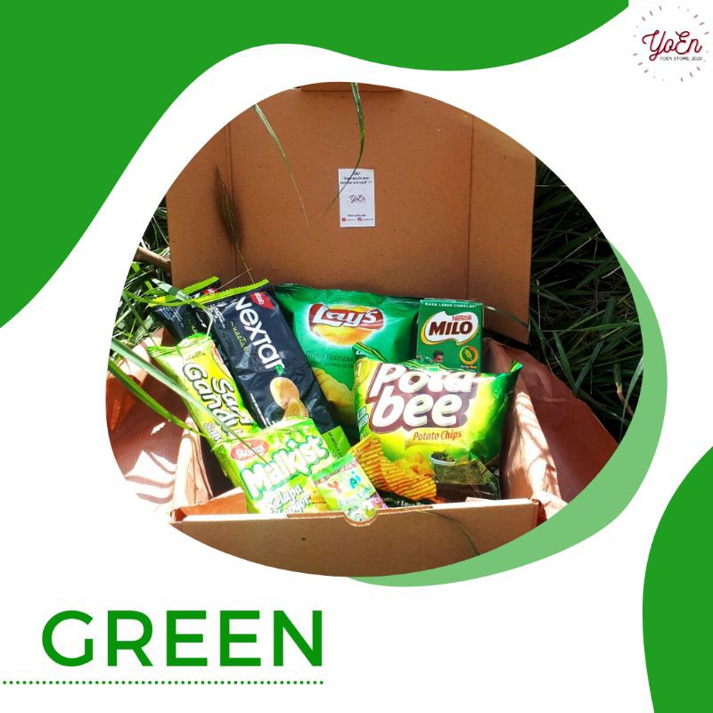 

[Varian: Hijau] Snack box/Gift box untuk Kado Ulang Tahun dan Wisuda||YoEn Store