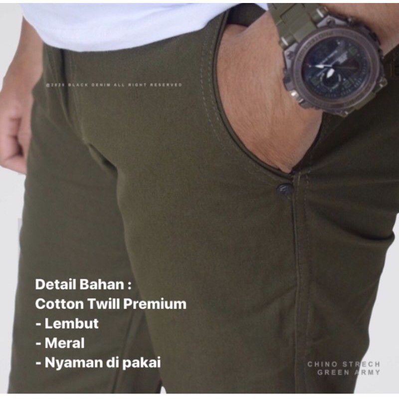 Celana Panjang Pria Chino Premium Slimfit Strech Modern Bahan Katun Adem dan Tebal