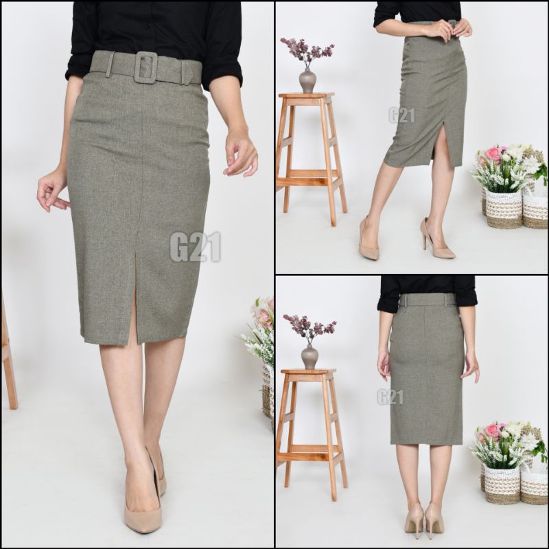 Rok Kerja Hitam Pendek Span Sepan 3/4 dan 7/8 Bahan Formal Kantor-7/8 Mocca