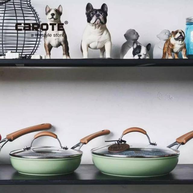Carote bio green frypan 24 cm dan 28 cm (dengan TUTUP)