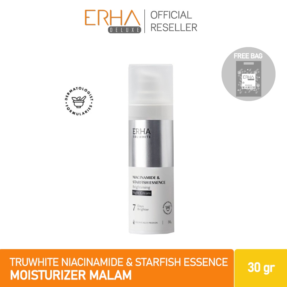 ERHA Night Cream Pelembab Wajah - Truwhite Brightening Niacinamide &amp; Starfish Essence