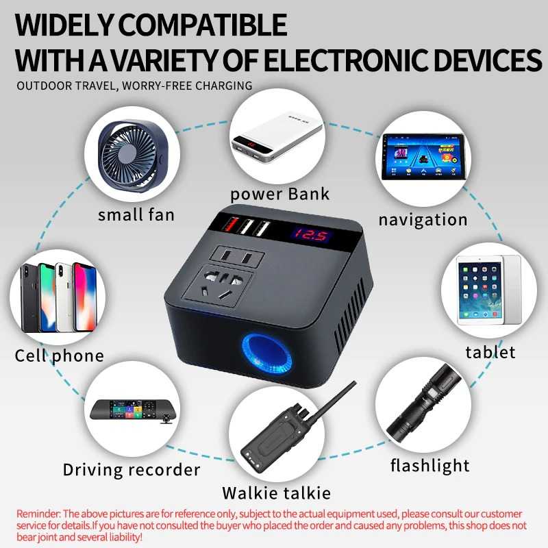 Power Inverter Mobil 4000W Mengubah arus DC ke AC DC 12V/24V to AC 220V 150W/200wat 3 USB Port