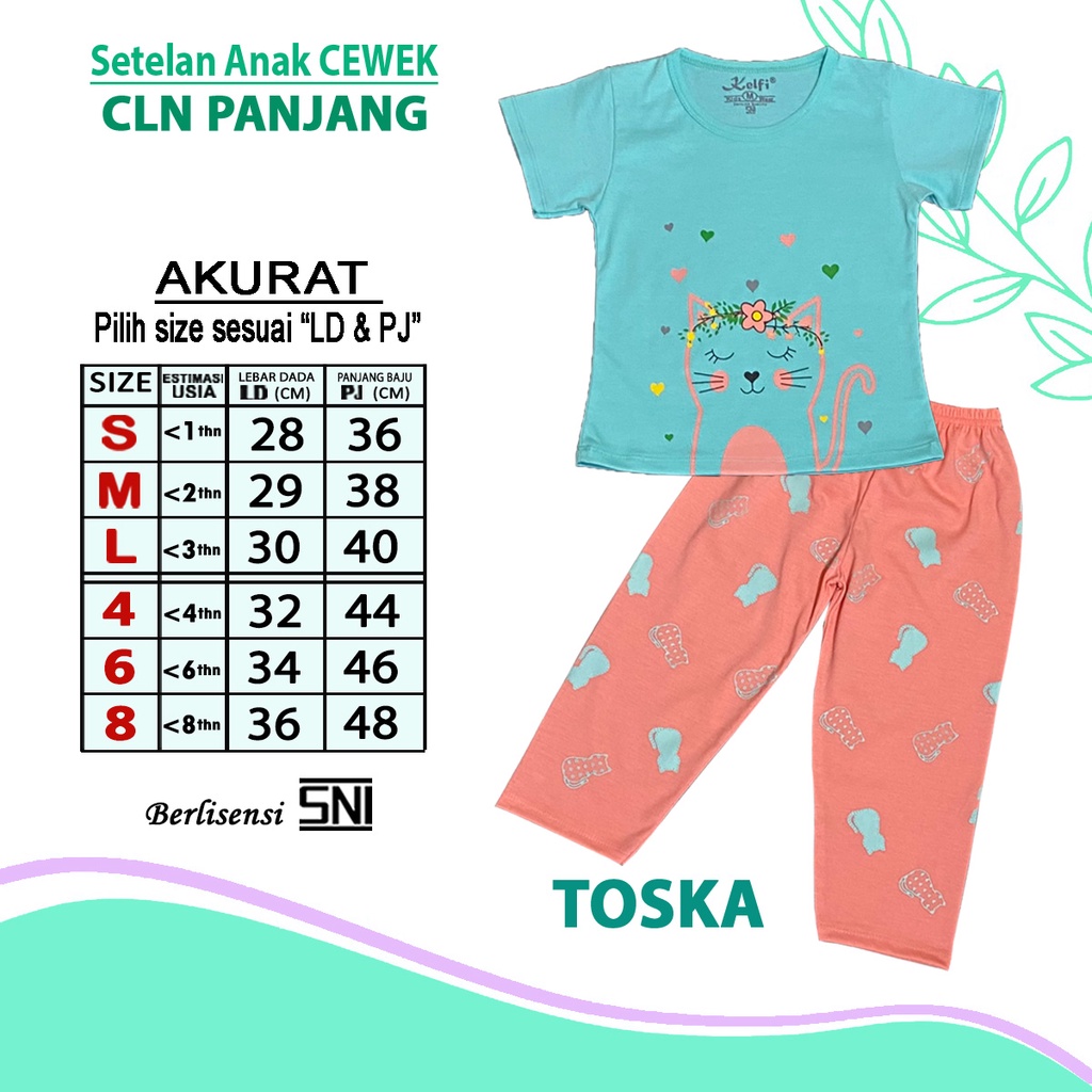 KELFI SETELAN / SET BAJU ANAK CEWEK CP 1-8 TAHUN 