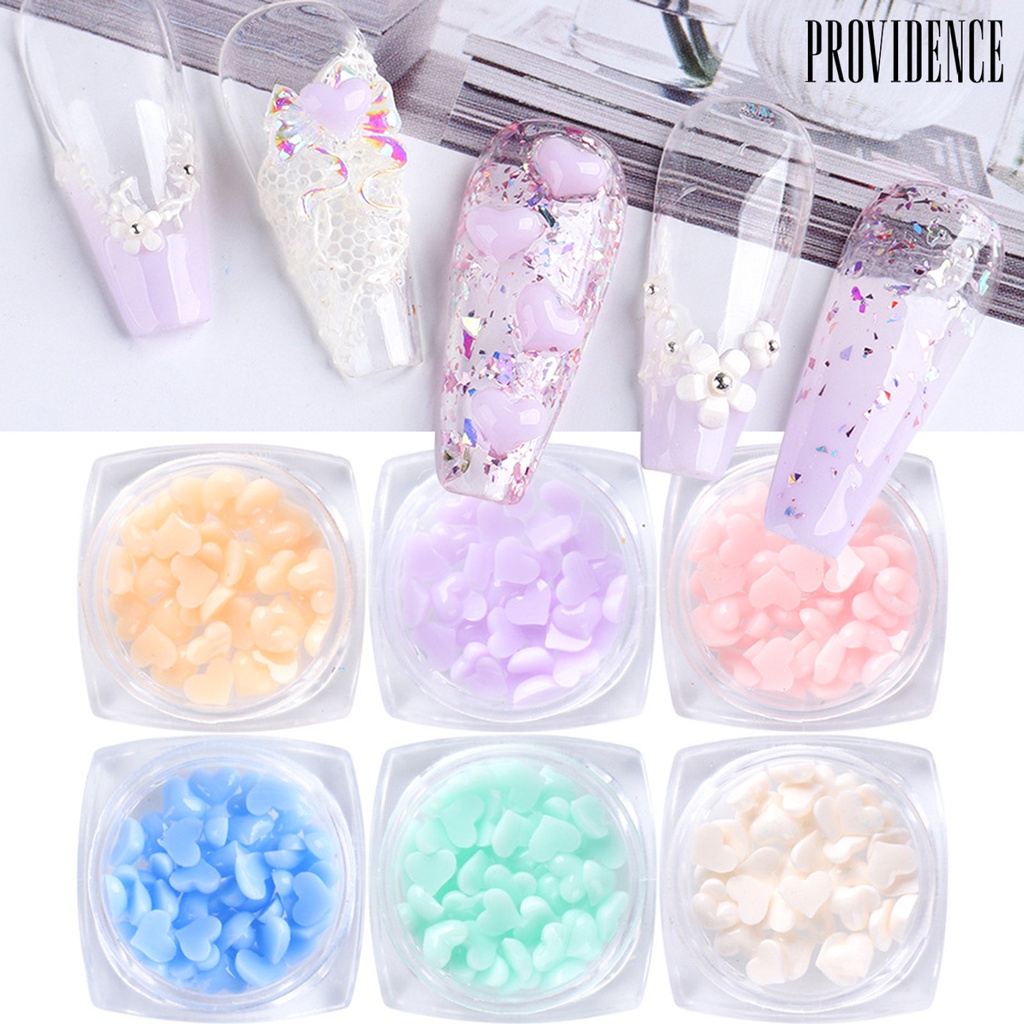 Providence 40Pcs/Box Nail Heart Ornament Flat Back 3D Effect Mini White Pink Heart Nail Art Decorations Charms for Manicure