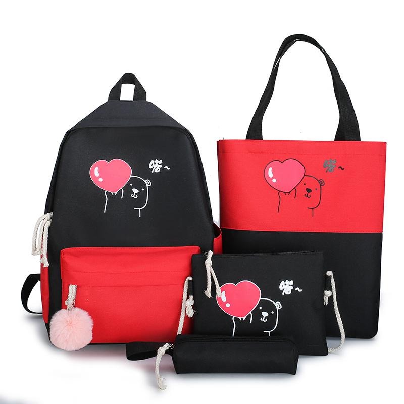 [ COD ] ZOLA - Tas Ransel Backpack Fashion Wanita DONA-VIKA(HITAM MERAH)