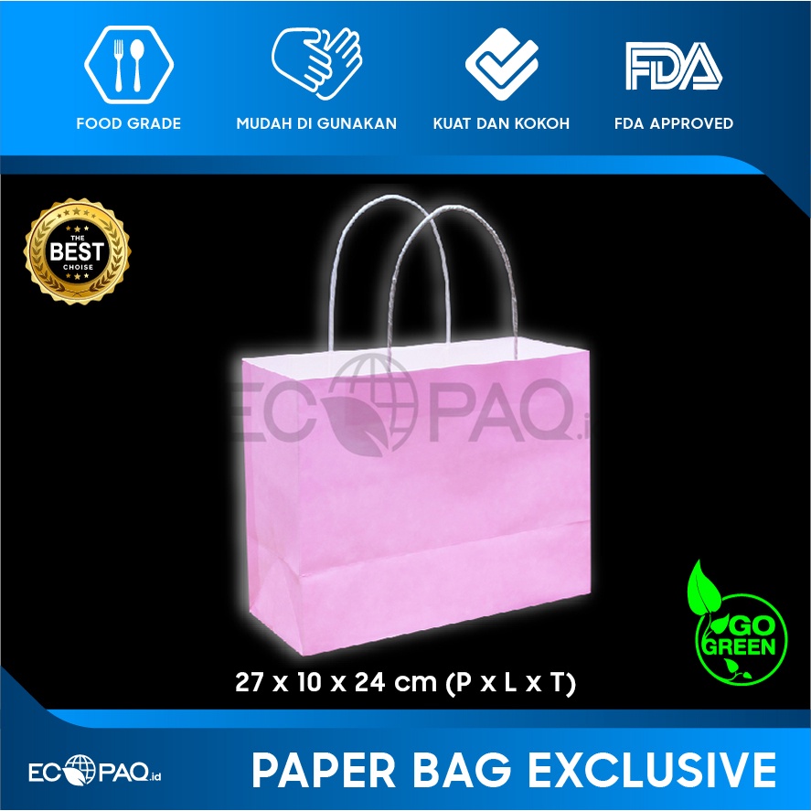 

Paper Bag - Paperbag Polos - PINK - 27x10x24 cm (20 pcs)